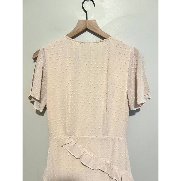 Lulu's Next to You Cream Swiss Dot Ruffled Midi Dress Women's Size Small - Picture 8 of 12